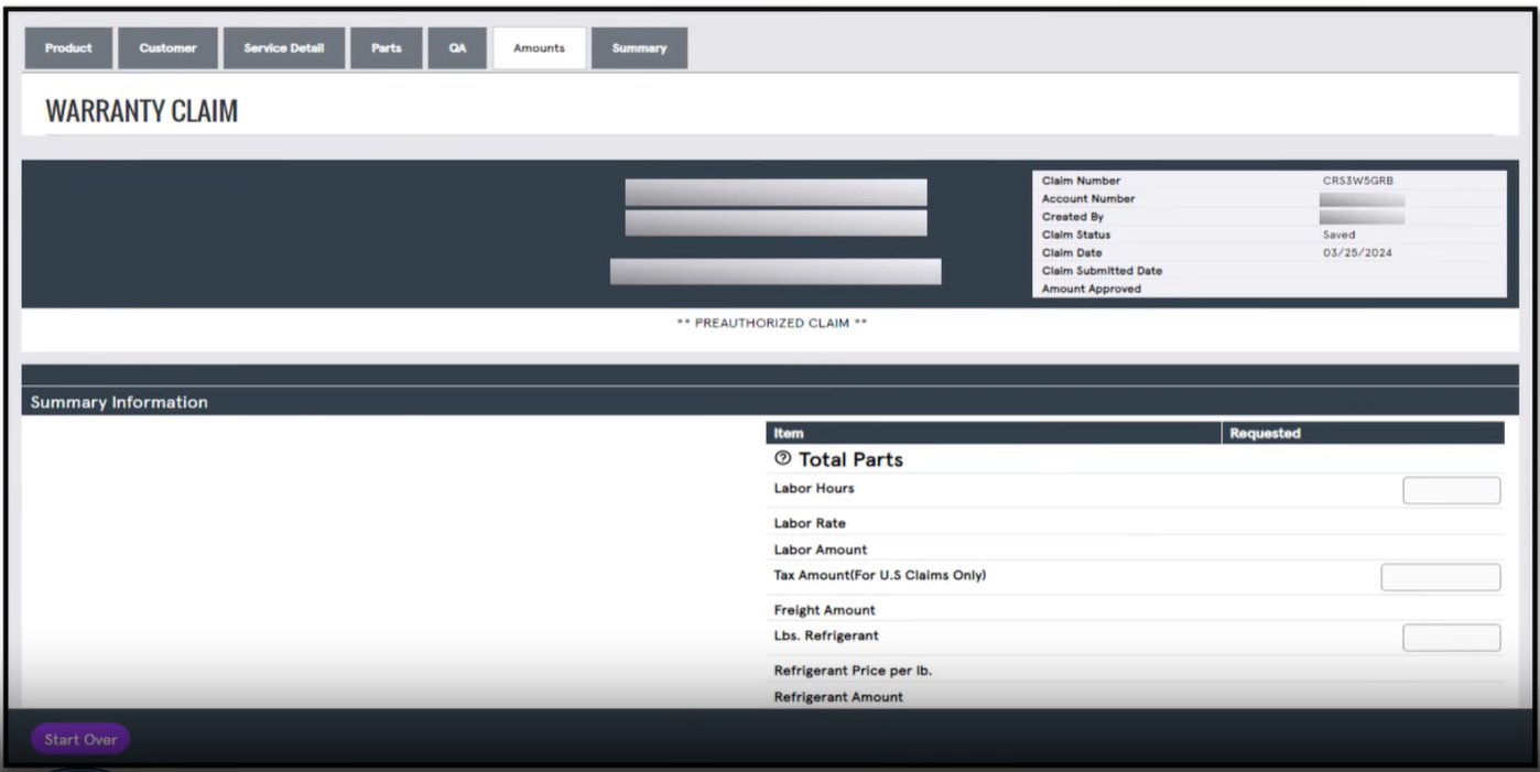 How do I file a Pre-Authorization Warranty Claim in ServiceBench?