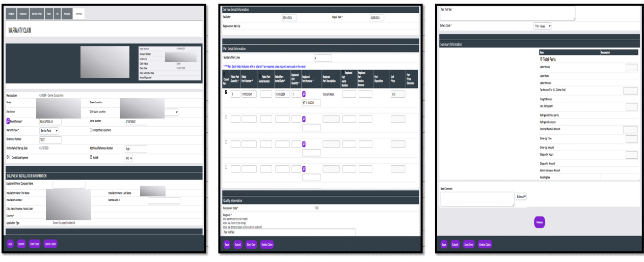How do I file a Service Parts Warranty Claim in ServiceBench?