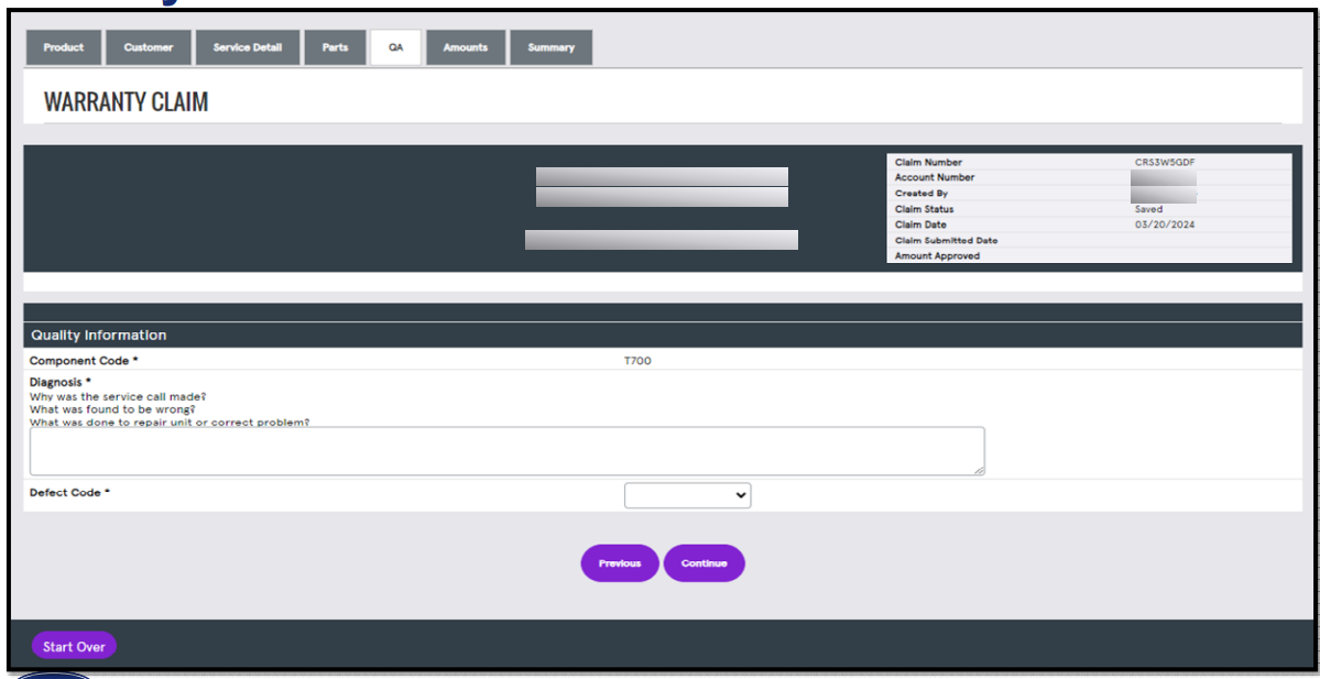 How do I file a Service Parts Warranty Claim in ServiceBench?